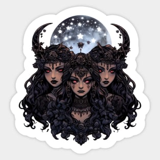 Dark Triple Moon Goddess Sticker